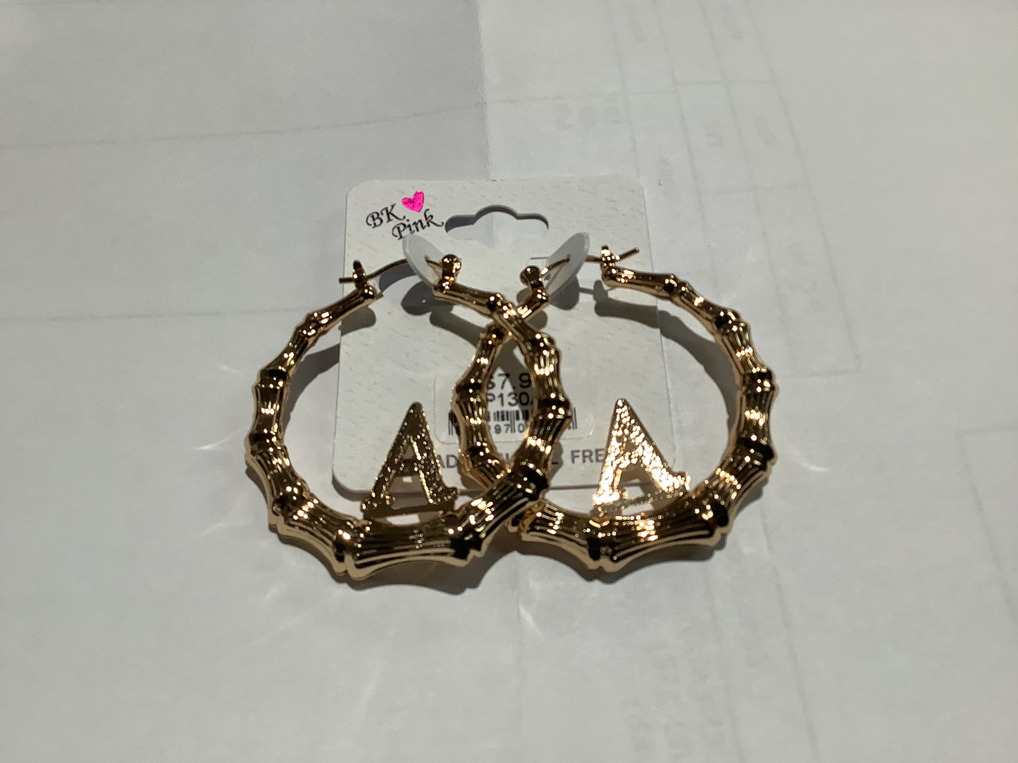 Gold initial bamboo earing-130ag : 40"