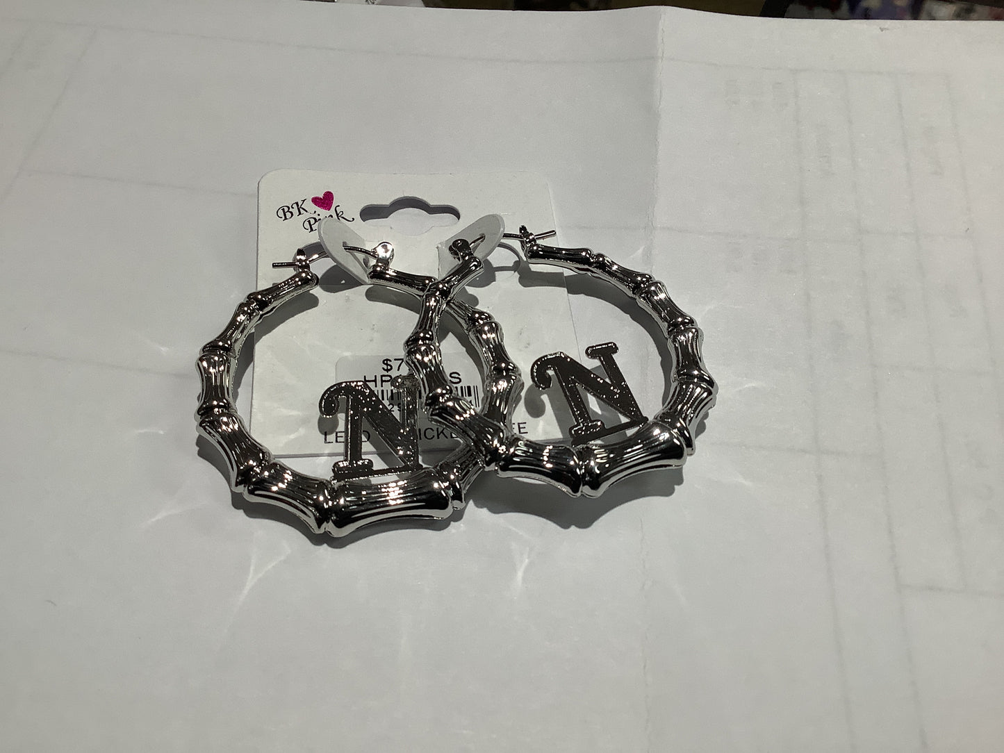 Silver initial bamboo earing-130n : 40"