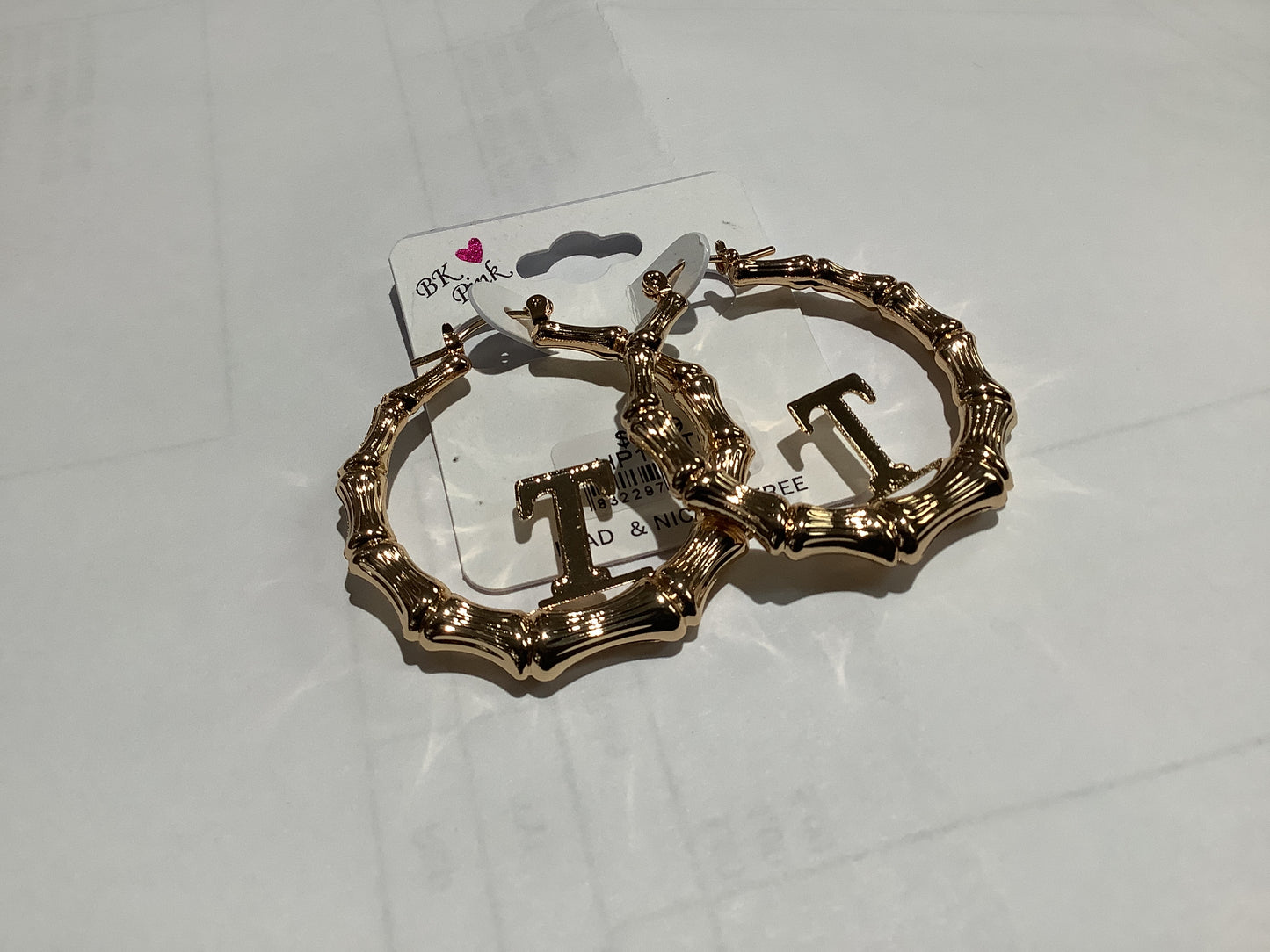 Gold initial bamboo earing-130tg : 40"