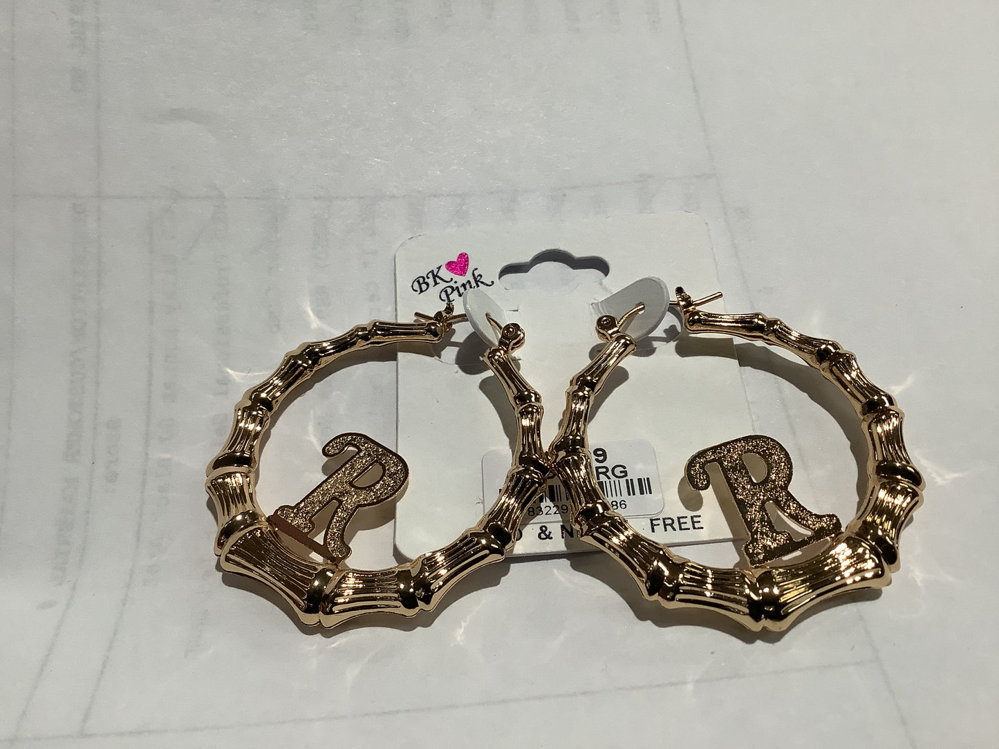 Gold initial bamboo earing-130rg : 40"