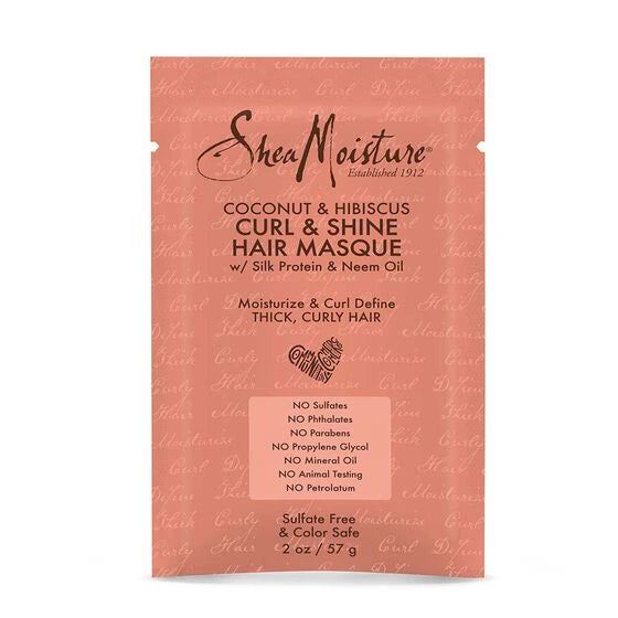 Shea moisture coconut & hibiscus curl & shine hair masque pack