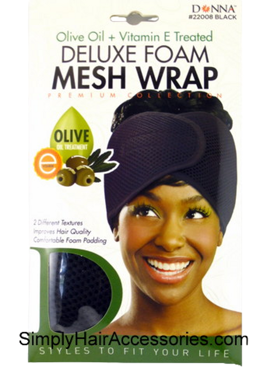 Donna oil treatment deluxe foam mesh wrap. Black. # 22008