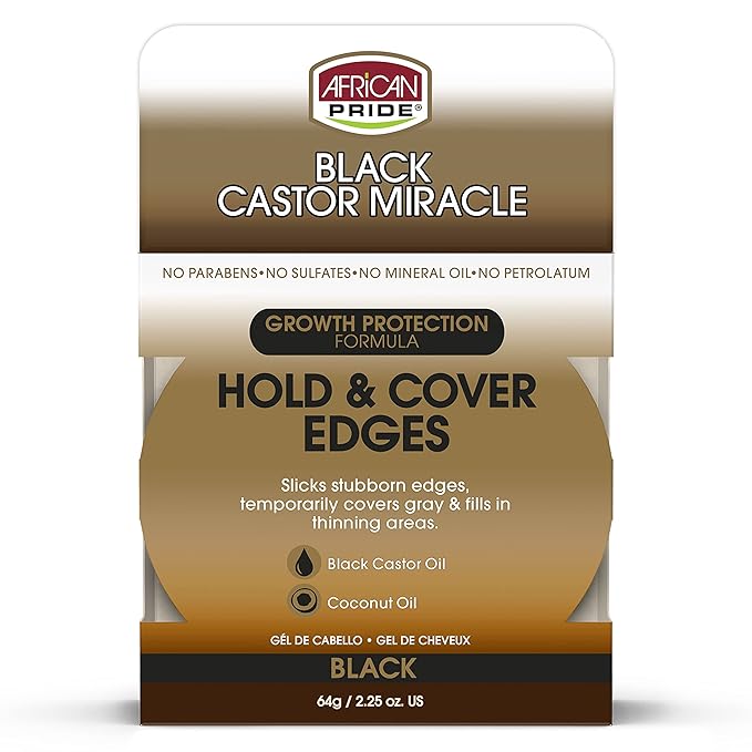African Pride black castor black edge gel. 2.25oz