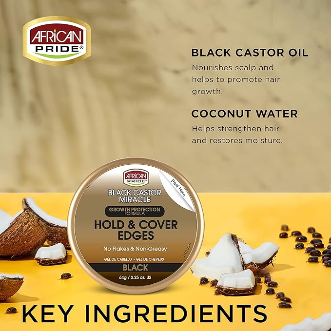African Pride black castor black edge gel. 2.25oz