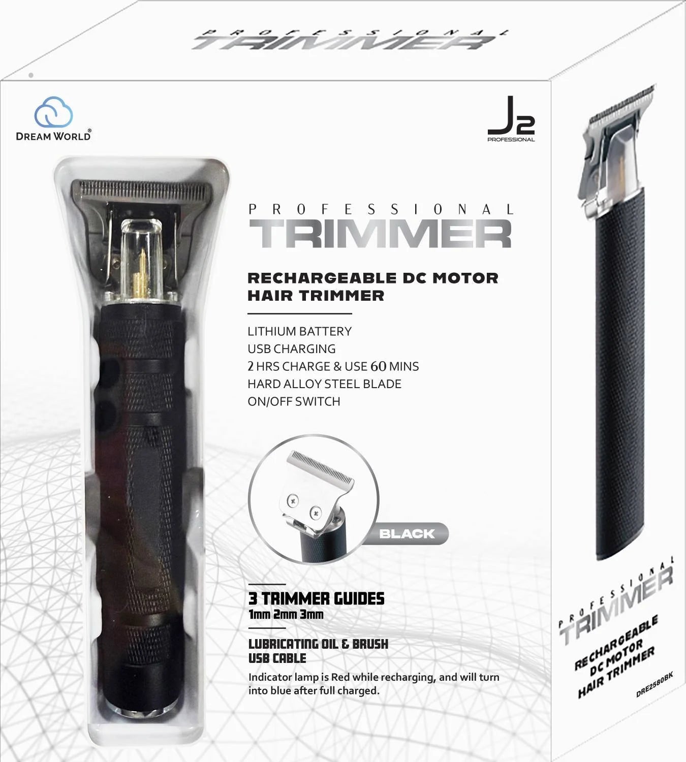 Dream world J2 Trimmer rechargeable DC motor. Black DRE2580BK