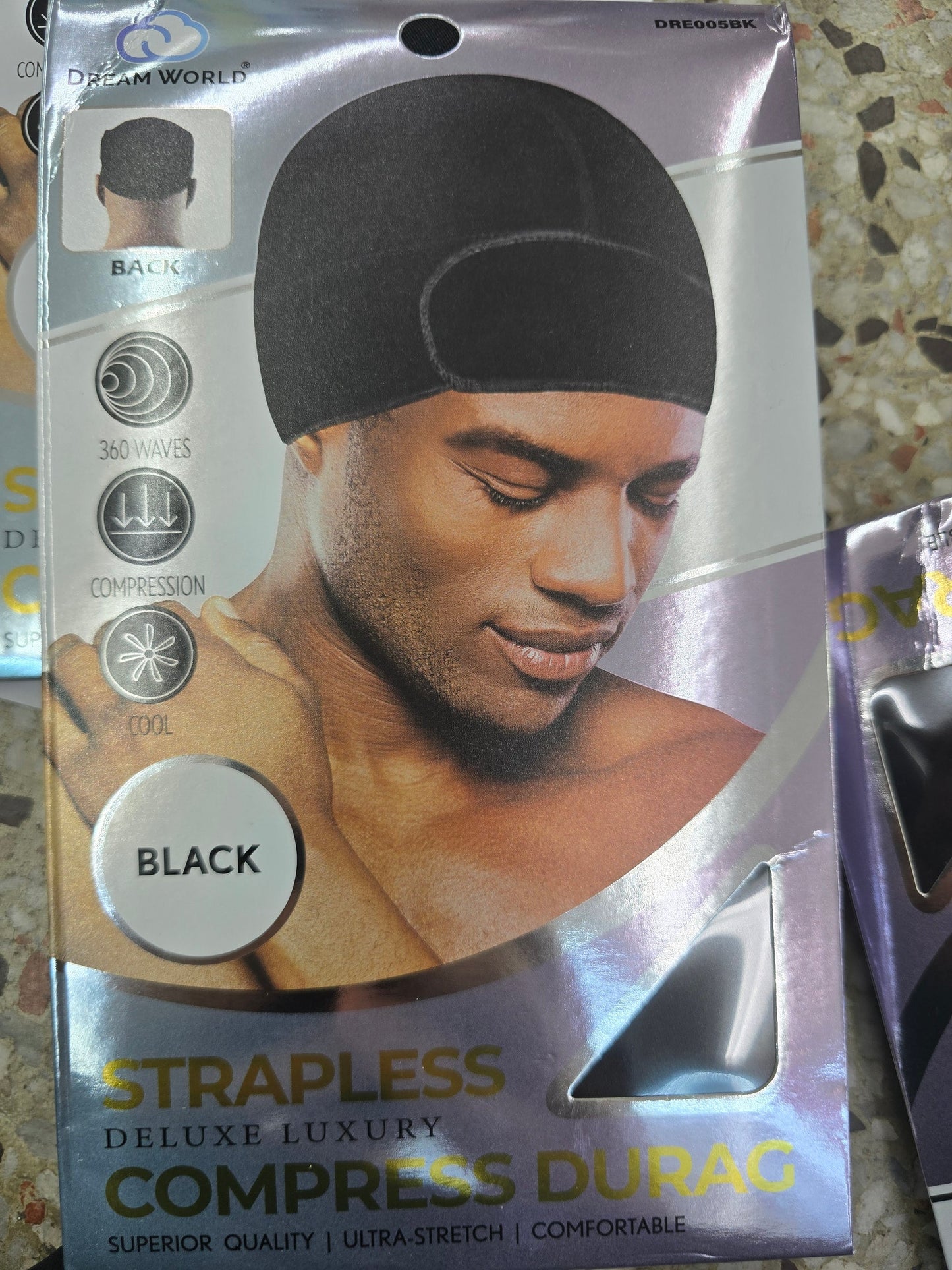 Dream world strapless compress durag. Black. Dre005BK