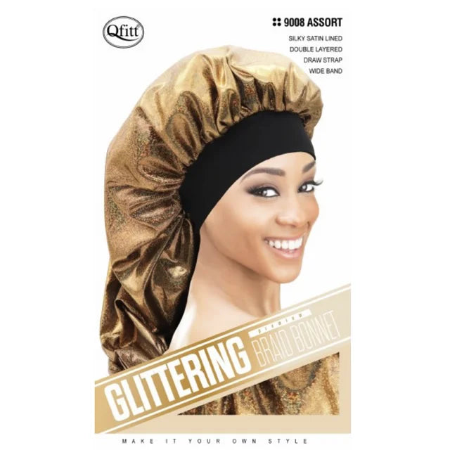 Qfitt glittering Braid bonnet. #9008 assorted colors