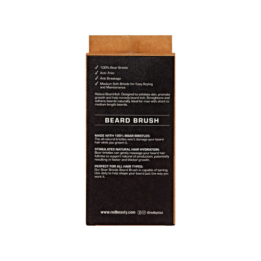 Red Premium Beard Medium Soft Moon Shape Brush #BR206