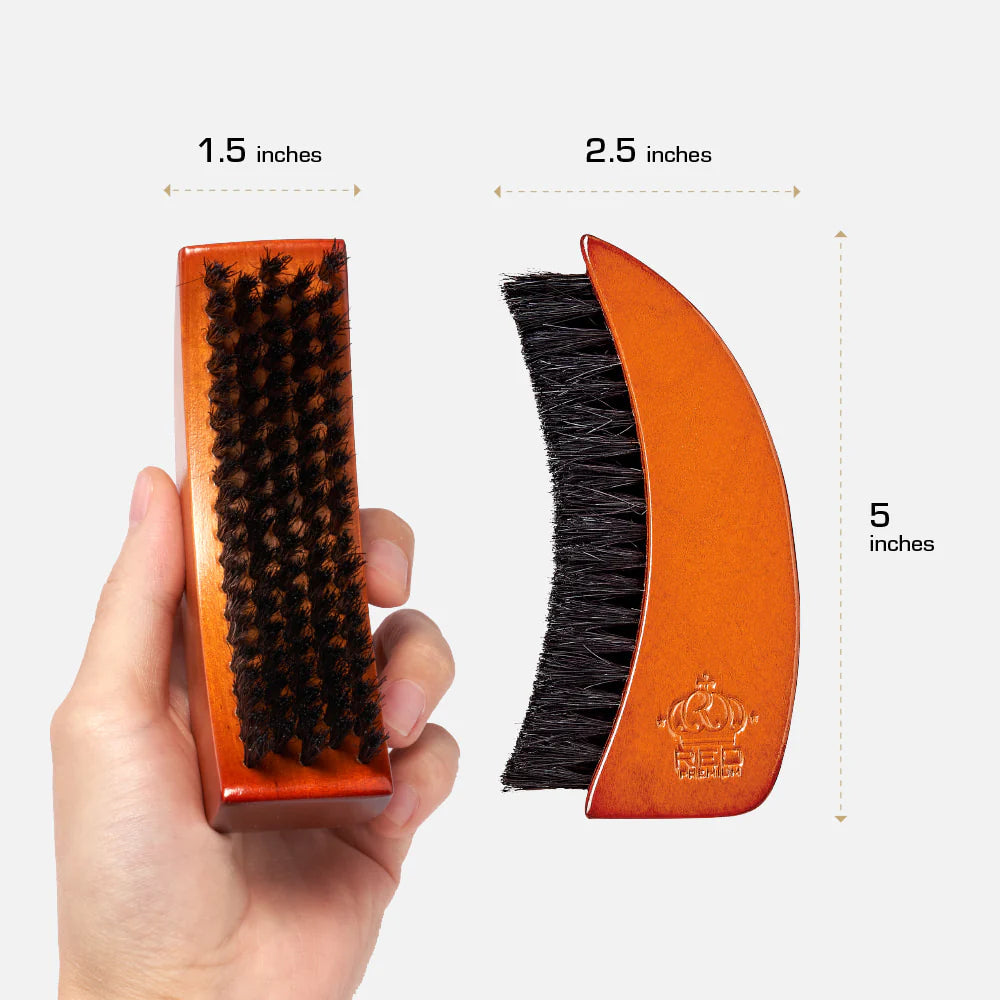 Red Premium Beard Medium Soft Moon Shape Brush #BR206