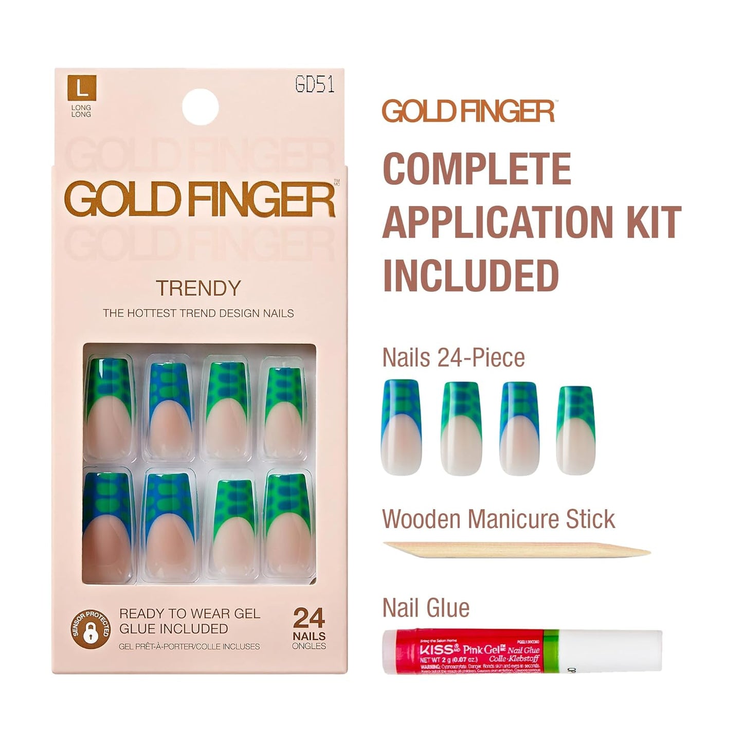 Gold Finger Trendy nails. GD51