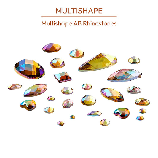 Gold Finger multi shape AB rhinestones. kaleidoscope. NAR07