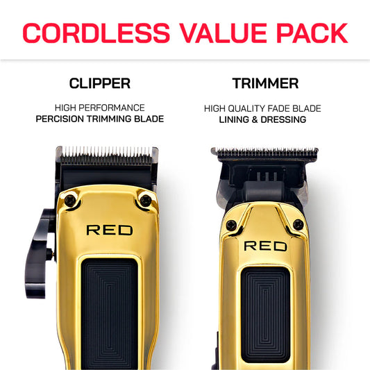 Red by Kiss cordless clipper and trimmer combo. Gold. CCT01