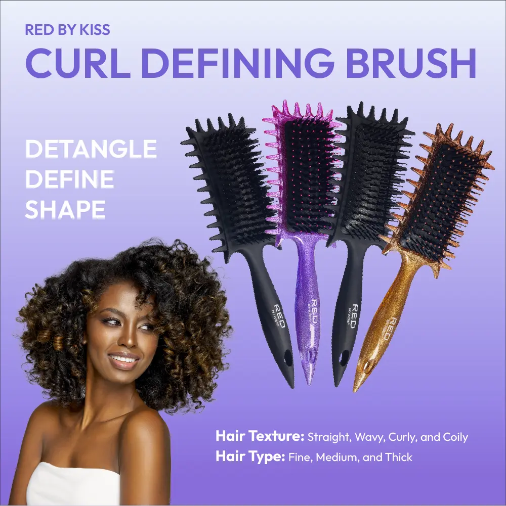 Red by Kiss curl defining brush nylon & boar bristle. HH253