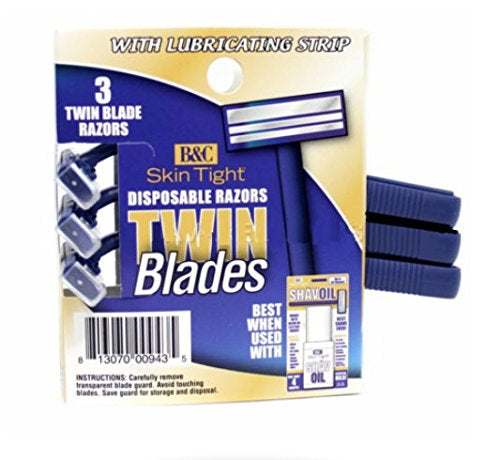 B & C Skin tight twin blade razor. 3pk
