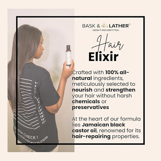 BASK N LATHER HAIR ELIXIR OIL 4 OZ