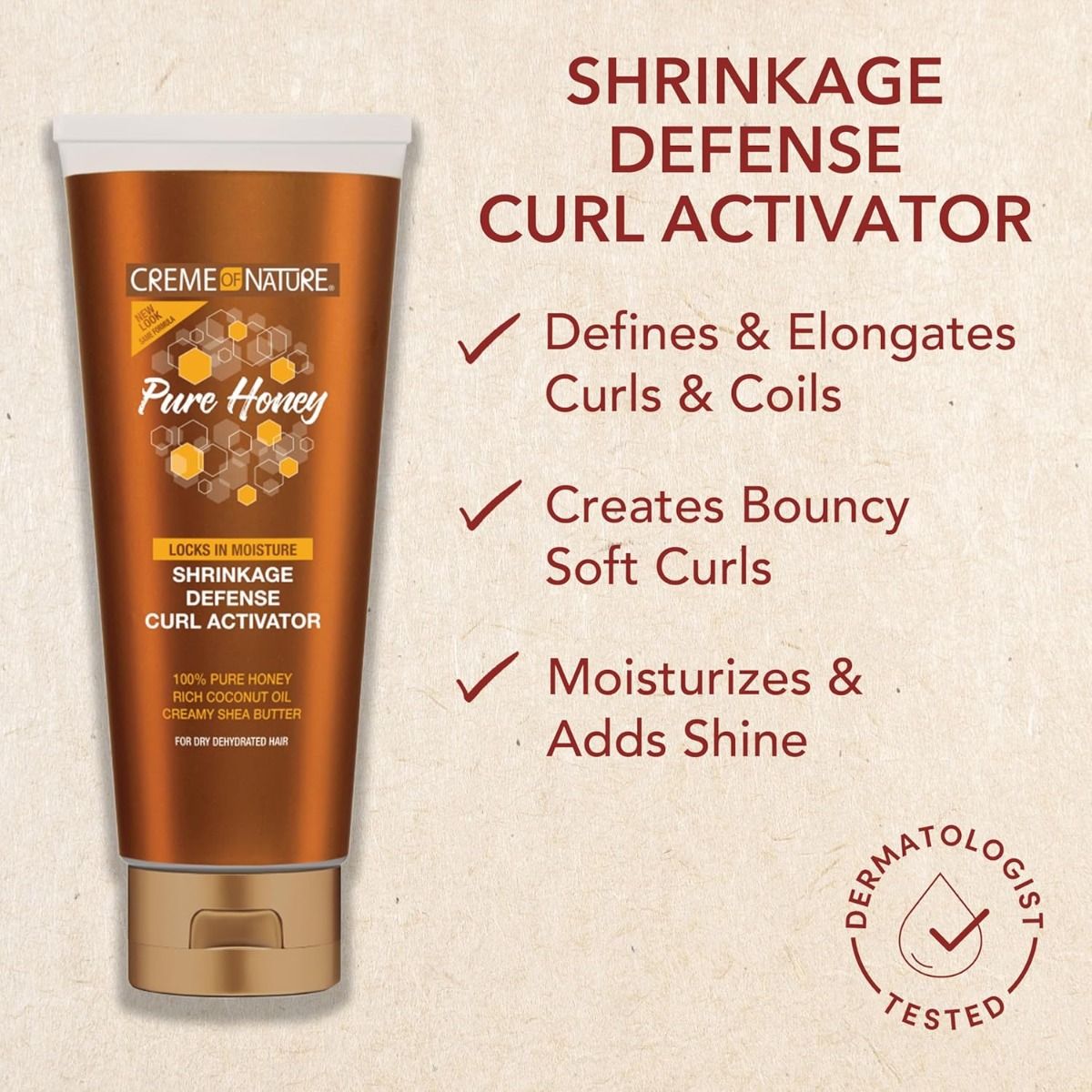 Creme of nature pure honey shrinkage defense curl activator. 10.5oz
