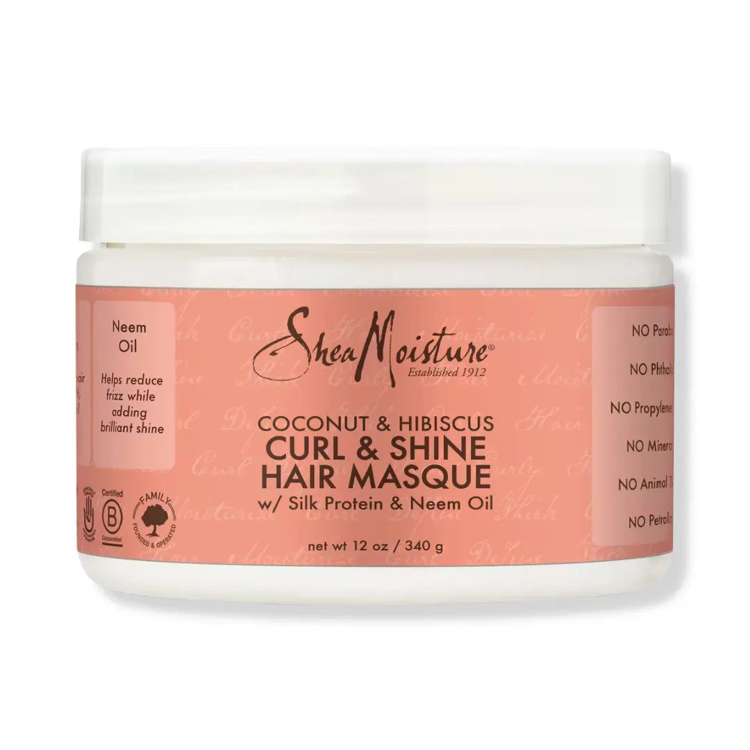 Shea moisture coconut & hibiscus curl & shine masque. 11.5oz