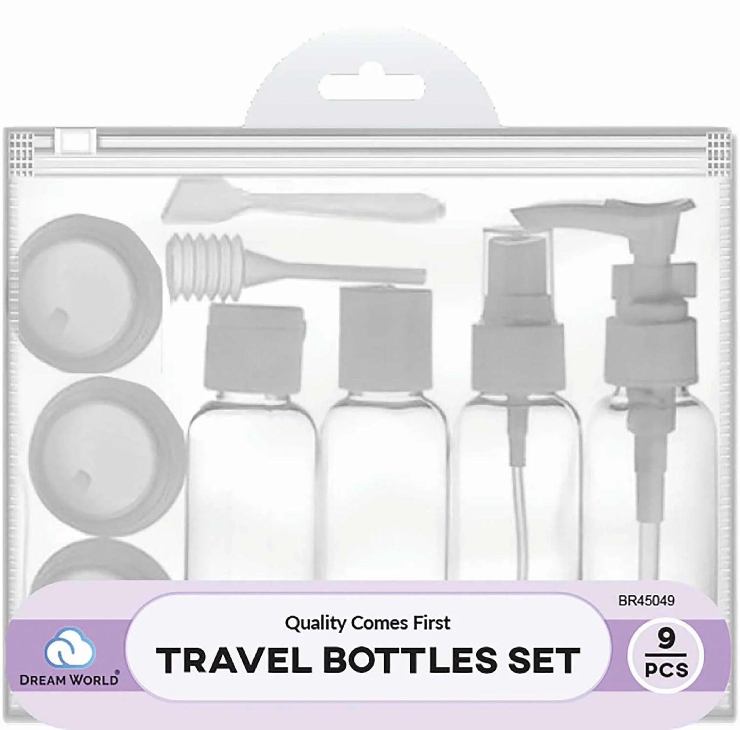Dream travel bottles set. 9pcs clear. BR45049