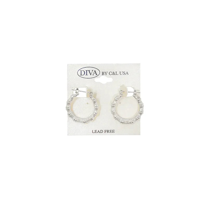 C&L bamboo earring round. Silver. HP110S