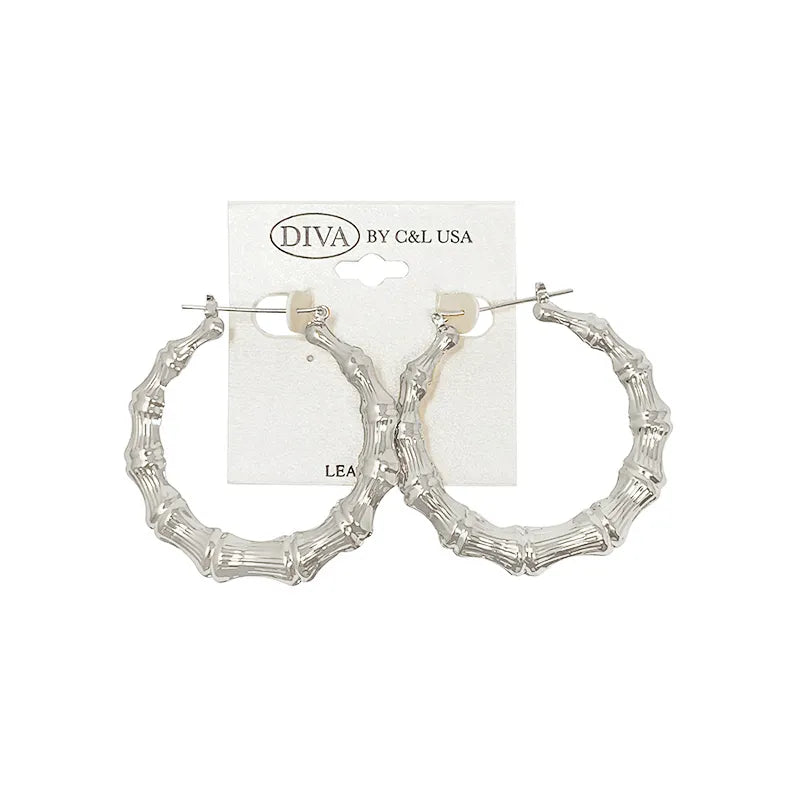 C&L bamboo earring round. Silver. HP140S