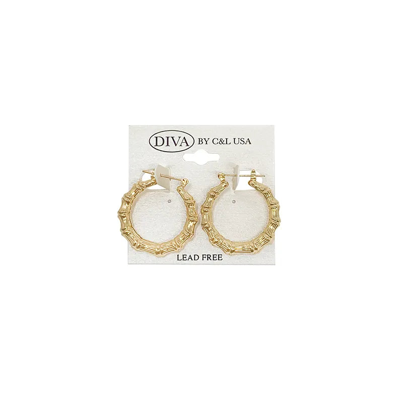C&L bamboo earring round. Gold. HP120G