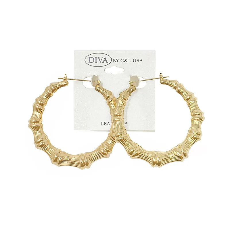 C&L bamboo earring round. Gold. HP150G