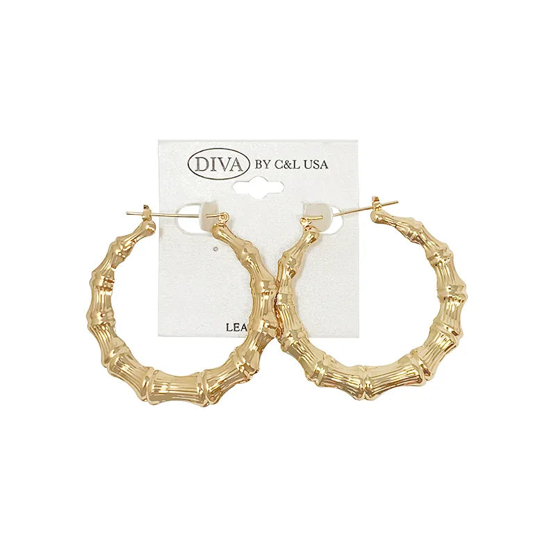 C&L bamboo earring round. Gold. HP140G