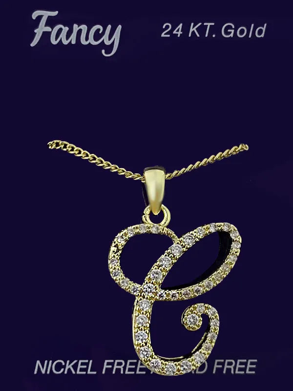 C& L stone initial Necklace. Gold. C