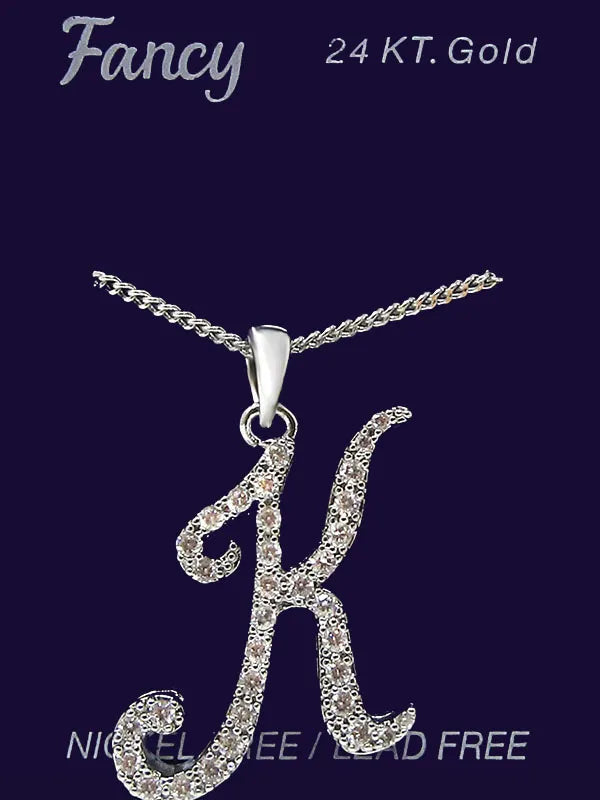 C& L stone initial Necklace. Silver. K