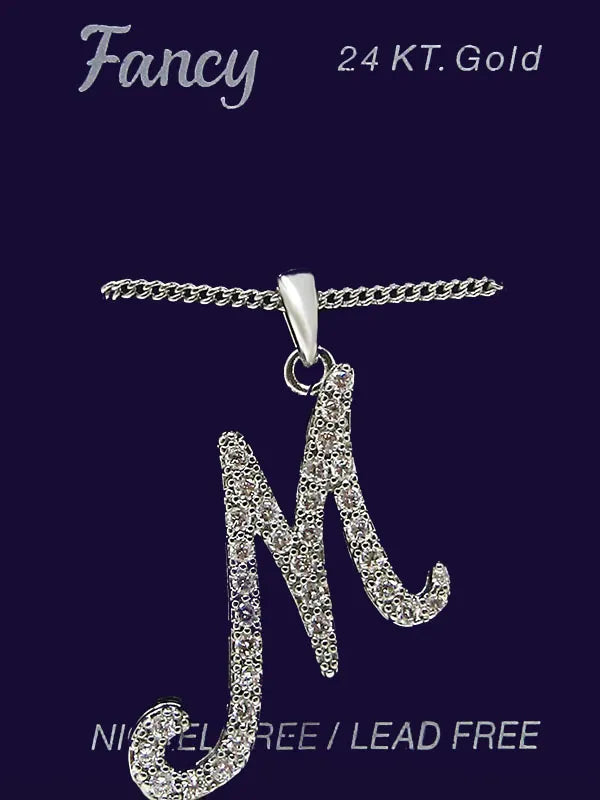 C& L stone initial Necklace. Silver. M