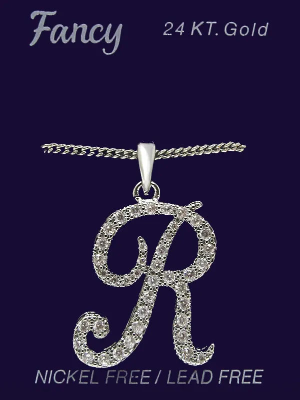 C& L stone initial Necklace. Silver. R