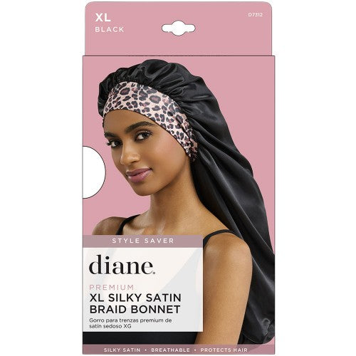 Diane silky satin braid bonnet XL BLACK. #D7312