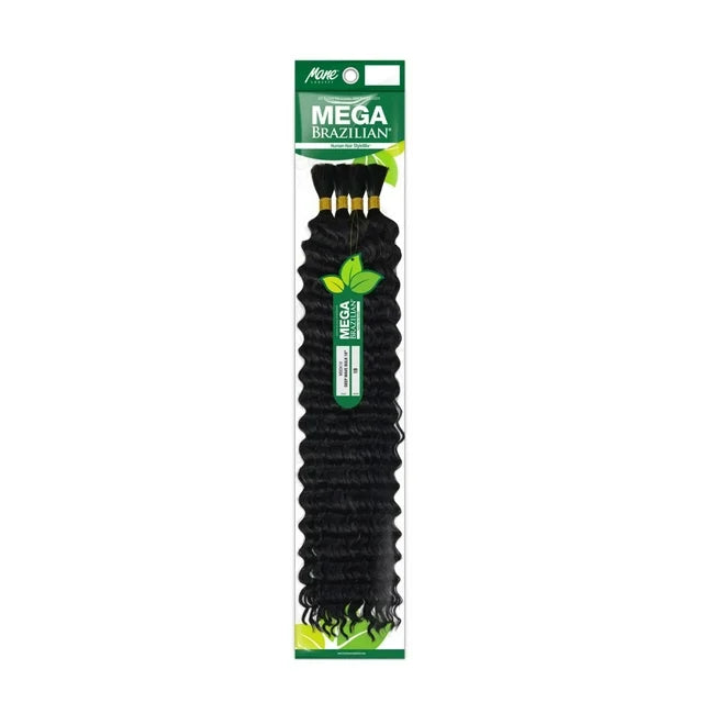 Mane Concept Mega Brazilian Human Hair Blend Micro Braiding Hair Extension - DEEP WAVE BULK 18"