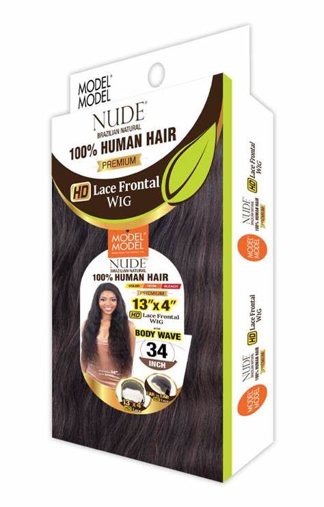 MODEL MODEL NUDE BRAZILIAN 13X4 HD LACE FRONTAL WIG. BODY WAVE 22". NATURAL