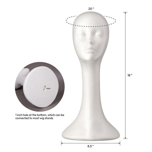 Red by kiss styrofoam Mannequin head tall. MH01