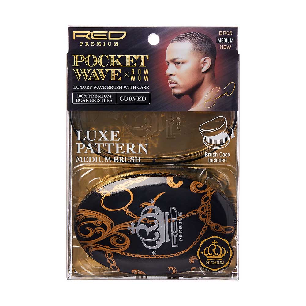 RED by Kiss Premium pocket wave Boar Brush X Bow Wow - Curved Palm #BR05
