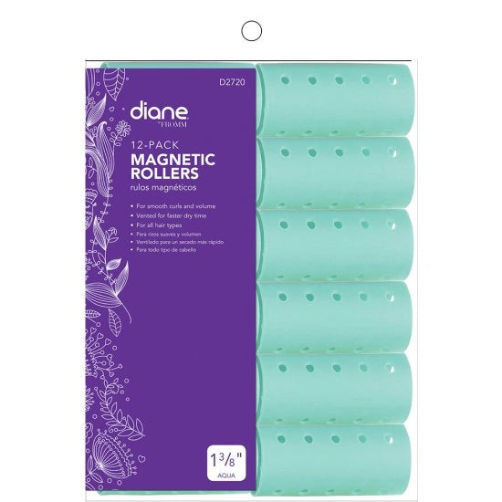 Diane D2720 Magnetic Roller 1 3/8" Aqua 12 Pack
