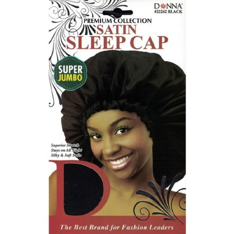 Donna silky satin sleep cap. Super jumbo #22242 black
