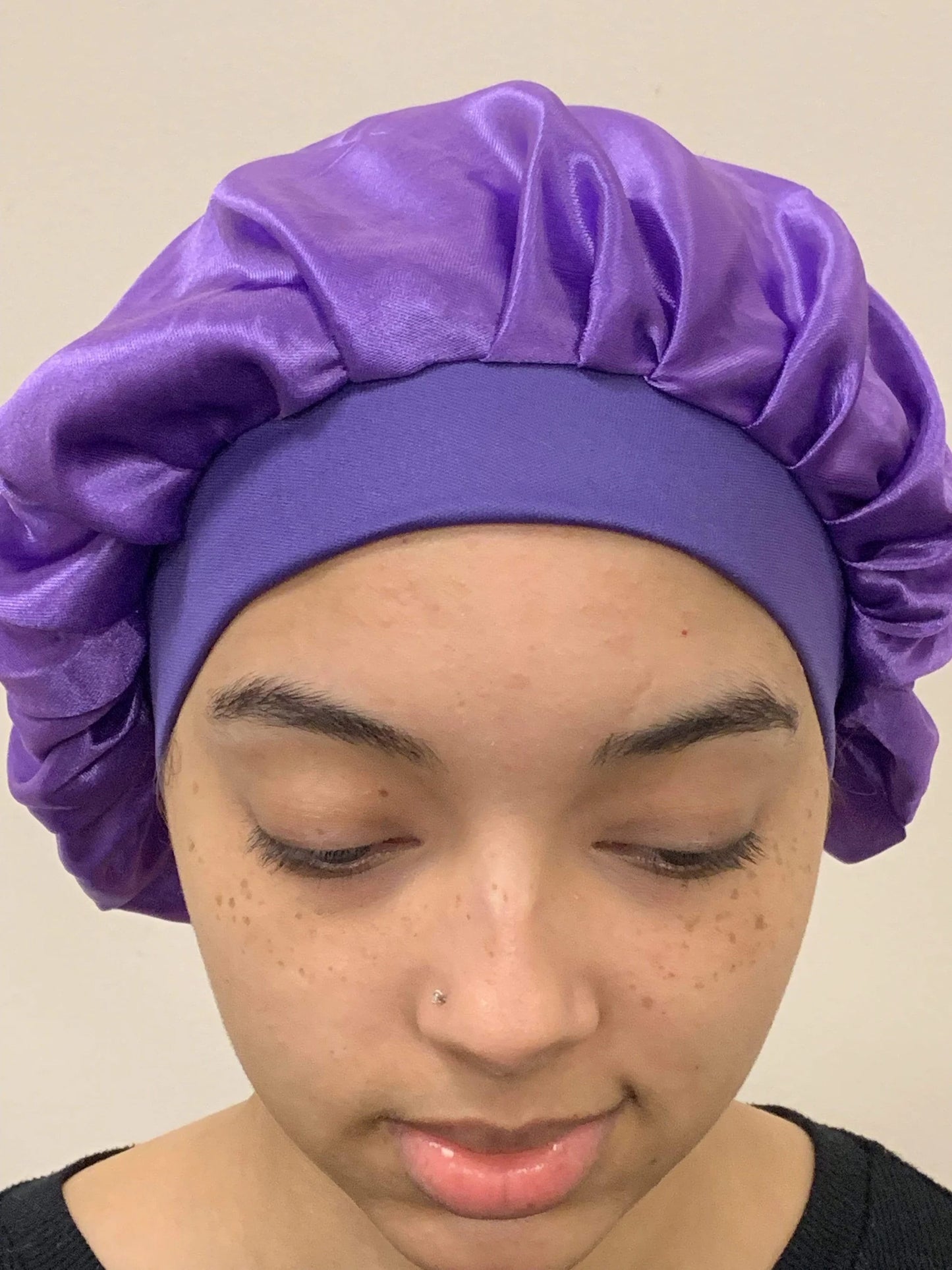 Stay-On Satin Bonnet Purple