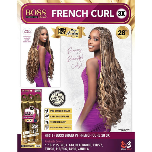 BOBBI BOSS 3X PRE-STRETCHED FRENCH CURL BRAID. 28"