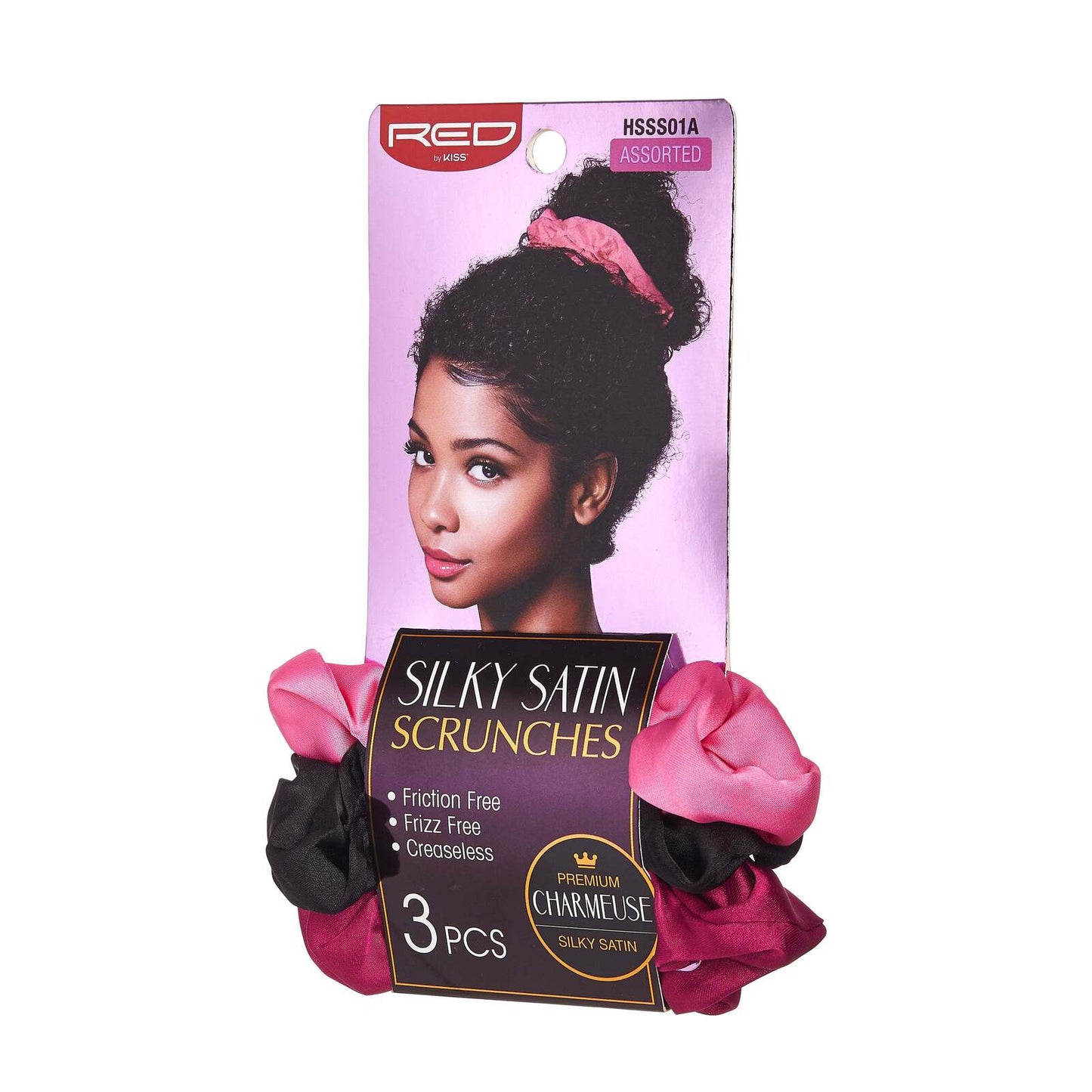 Red by kiss silky satin scrunches. 3 PCS. HSSS01A