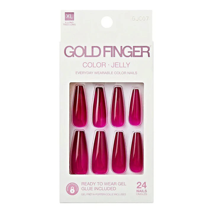 Gold finger color jelly nails. 24 nails. GJC07