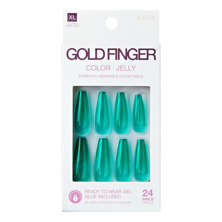 Gold finger color jelly nails. 24 nails. GJC04