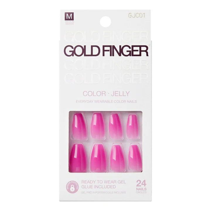 Gold finger color jelly nails. 24 nails. GJC01