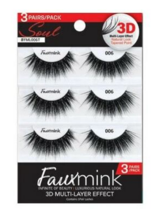 3D Fauxmink lashes 3 pairs-FML006t