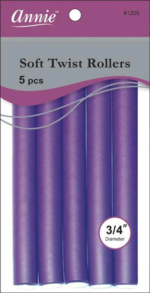 Annie Soft Twist Rollers 5pcs - 3/4in Diameter Purple
