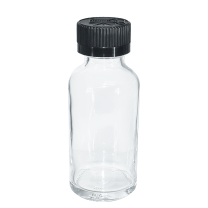 1 oz. Clear Boston Round with Black Child-Resistant Cap (20/400) (V23) (V6)