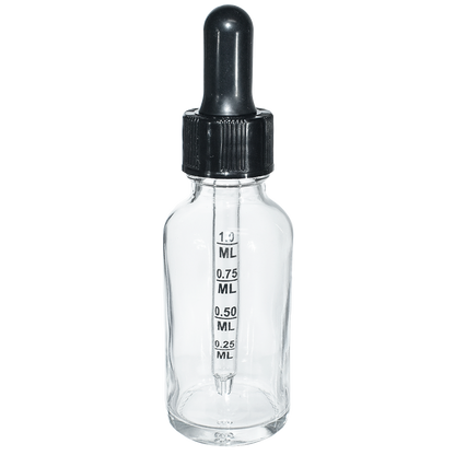 1 oz. Clear Boston Round with Black Graduated Nitrile Glass Dropper (20/400) (V23) (V5)