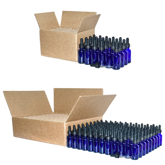 1 oz. Cobalt Blue Boston Round with Black Glass Dropper (20/400) (V23) (V20)