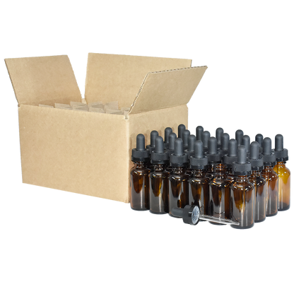 1 oz. Amber Boston Round with Black Child-Resistant Dropper (20/400) (V23) (V8)